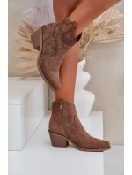 Kozačky Na Zip Eko Velurové  Hnědé model 21685117 - S.Barski