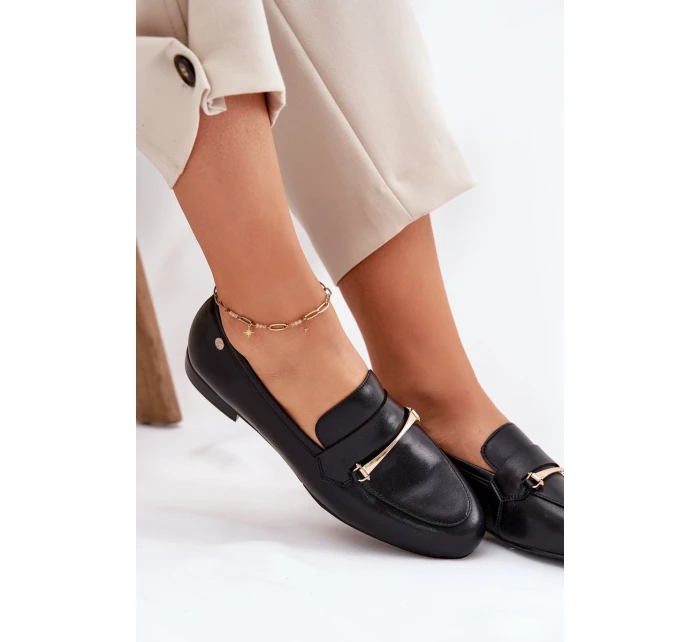 Kožené Polobotky Mokasiny Dámské model 21694755 Černé - Maciejka