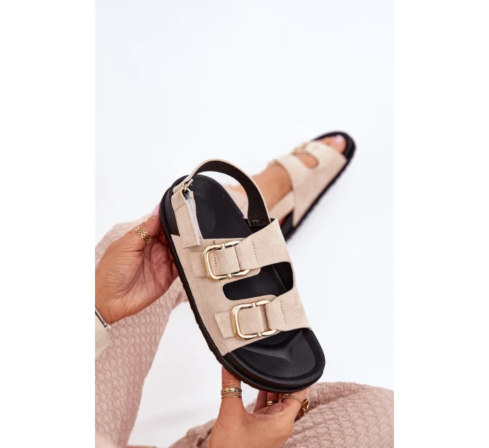 Dámské sandály s přezkami světle béžové Seladith