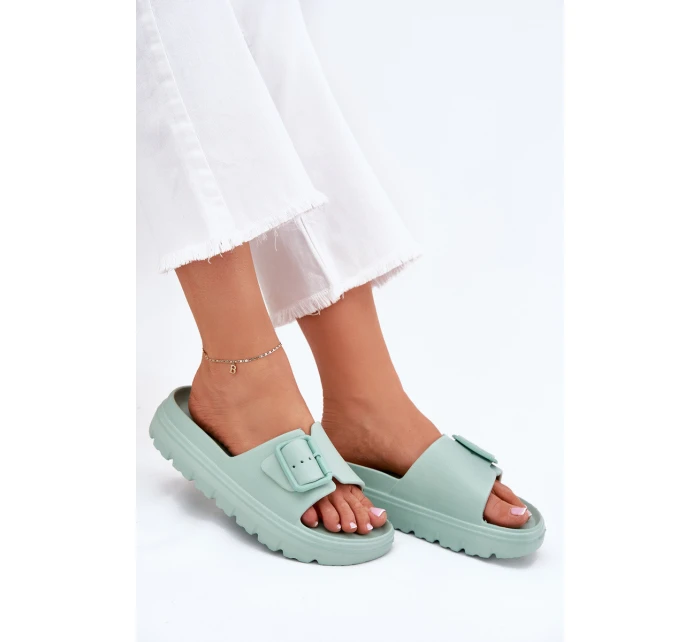 Dámské Pantofle Z Pěny Na Platformě S Přezkou Zelené Viasara Dámské Pantofle Z Pěny Na Platformě S Přezkou Zelené Viasara