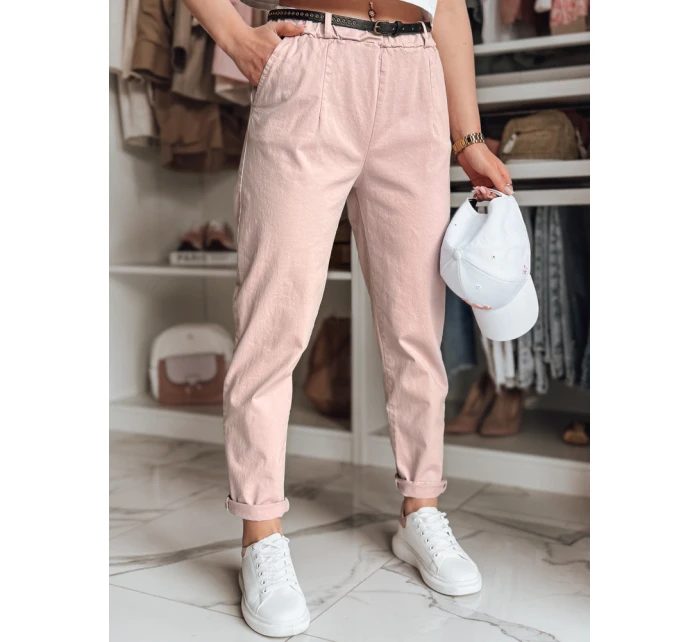 Dámské chinos kalhoty s páskem RELCIX růžové FashionStreet UY2583