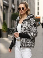 Dámská přechodná bunda s leopardím vzorem bílá FashionStreet TY5548 Dámská přechodná bunda s leopardím vzorem bílá FashionStreet TY5548