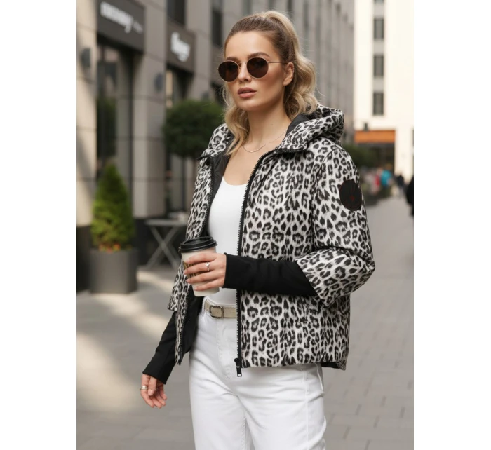 Dámská přechodná bunda s leopardím vzorem bílá FashionStreet TY5548 Dámská přechodná bunda s leopardím vzorem bílá FashionStreet TY5548