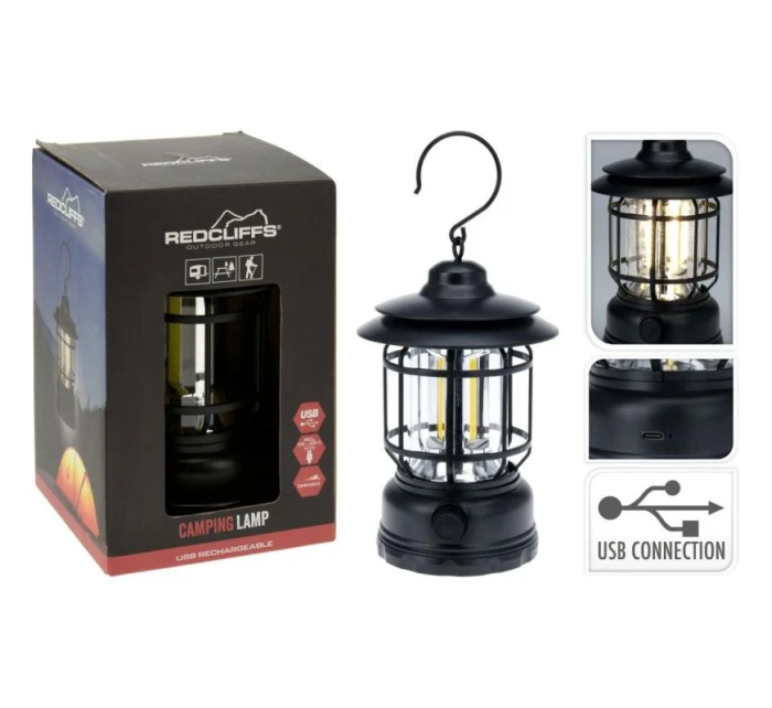 KEMPINKOVÁ SVÍTILNA ČERNÁ 18CM USB NABÍJENÍ REDCLIFFS