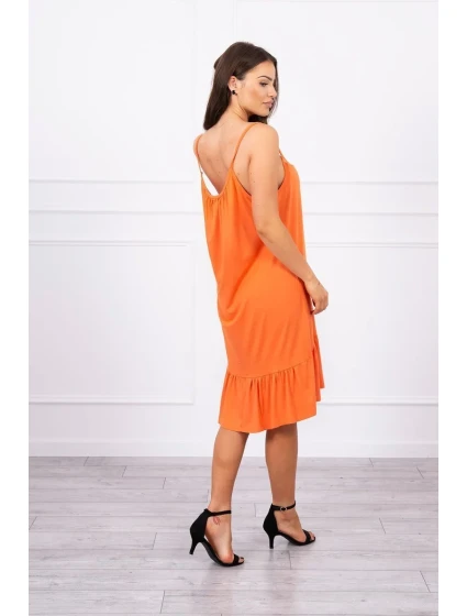 Šaty s tenkými ramínky tmavě meruňkové barvy Šaty s tenkými ramínky tmavě meruňkové barvy