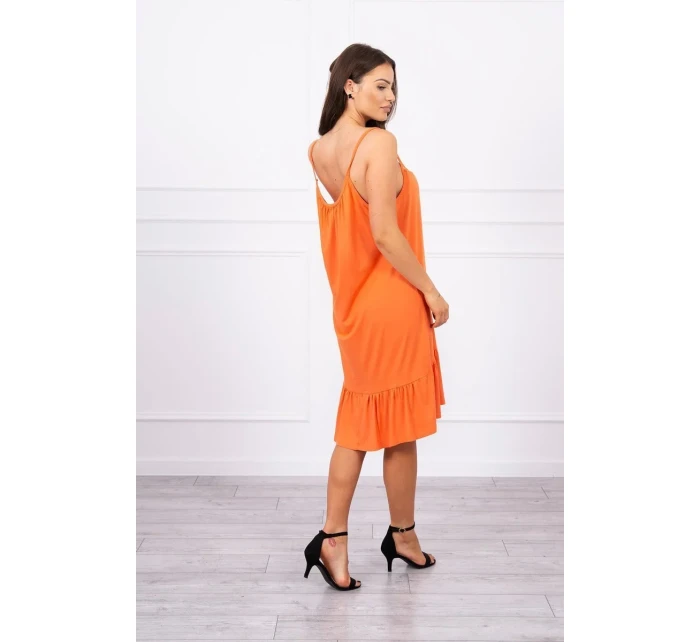 Šaty s tenkými ramínky tmavě meruňkové barvy Šaty s tenkými ramínky tmavě meruňkové barvy