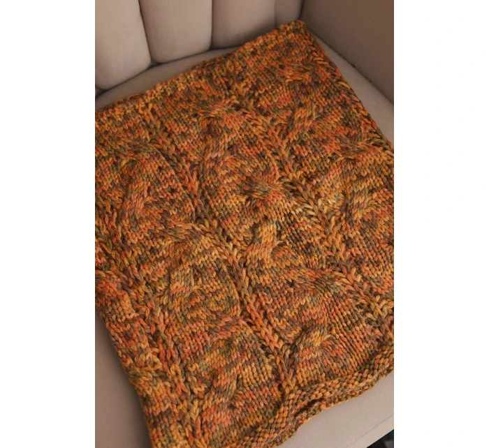 Dámský pletený měkký melírovaný zimní šál KN25 hořčicový