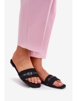 Ploché Dámské Pantofle S Páskem A Přezkou Černé Zilina Ploché Dámské Pantofle S Páskem A Přezkou Černé Zilina