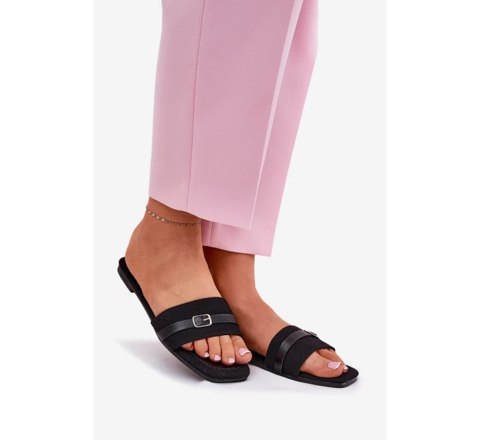 Ploché Dámské Pantofle S Páskem A Přezkou Černé Zilina Ploché Dámské Pantofle S Páskem A Přezkou Černé Zilina