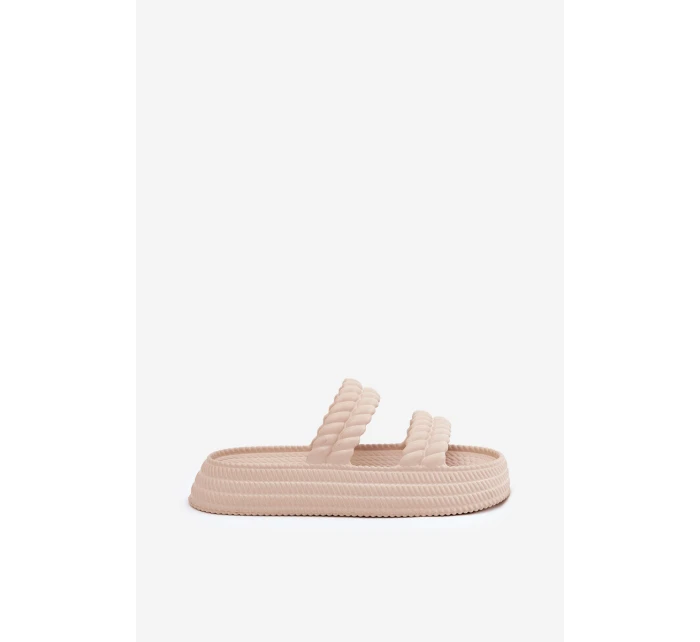 Pěnové Lehká Dámská Klapky Na Platformě S.Barski ZK51-001 Béžové