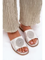 Dámské Pantofle Na Plochém Podpatku S Ozdobou model 21696751 Stříbrné - S.Barski