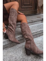 Dámské na podpatku z eko semiše khaki model 21714741 - Boto