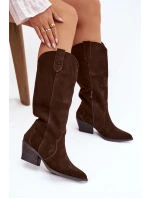 Kožené Semišové Kozačky Dívčí Čokoládové model 21834797 - Boto