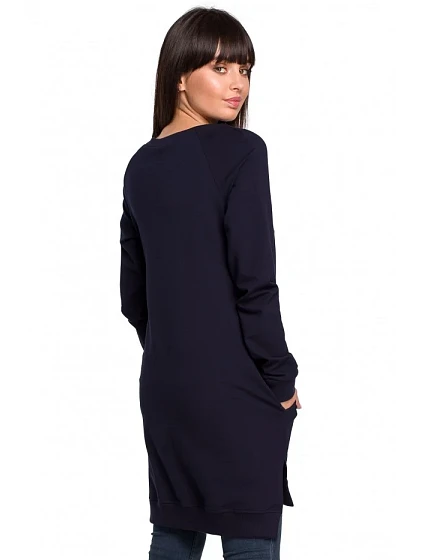 Tunika nadměrné velikosti s boky tmavě modrá model 18002013 - BeWear Tunika nadměrné velikosti s boky tmavě modrá model 18002013 - BeWear