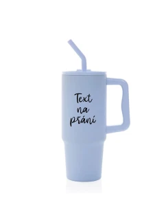 TEXT NA PŘÁNÍ - světle modrý cestovní termohrnek 900 ml