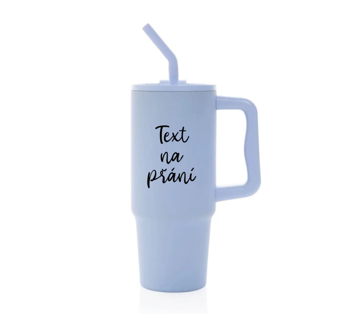 TEXT NA PŘÁNÍ - světle modrý cestovní termohrnek 900 ml TEXT NA PŘÁNÍ - světle modrý cestovní termohrnek 900 ml