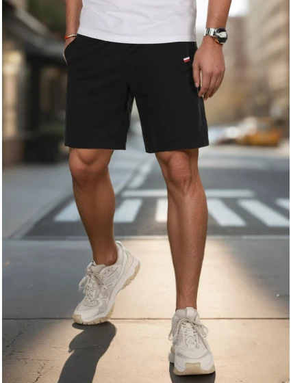 Pánské černé teplákové šortky Dstreet SX2486 Pánské černé teplákové šortky Dstreet SX2486