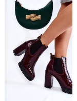 Lakované boty vzor na sloupku Burgundy model 21600620 - Boto
