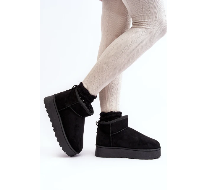 Ženy Sněhové Boty Na Platformě Oteplené Futerkem Černá Xamella