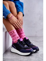 Dámská sportovní obuv na klínku GOE černé a Námořnická modrá Dámská sportovní obuv na klínku GOE černé a Námořnická modrá