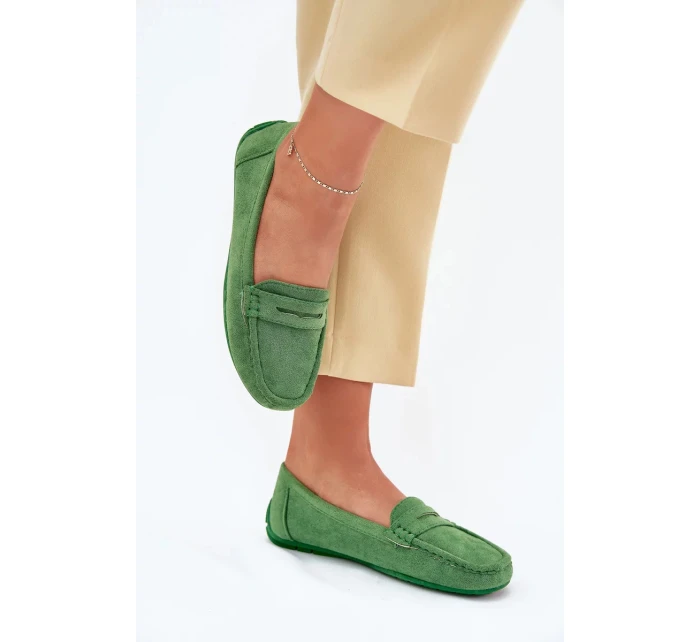 Dámské semišové mokasíny Lenvie – zelené