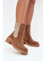 Dámské kotníkové boty Zoralia na klínku – tmavě béžové
