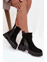 Dámské zateplené kotníkové boty z přírodního semiše D&A – černé Dámské zateplené kotníkové boty z přírodního semiše D&A – černé