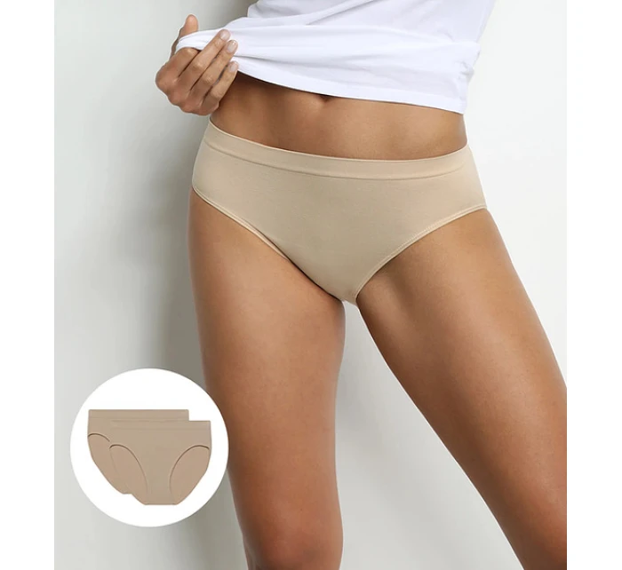 Dámské bezešvé kalhotky 2 ks DIM SEAMLESS MAXI BRIEF 2x - DIM - tělová