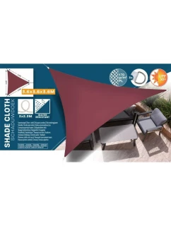 ZAHRADNÍ SLUNEČNÍK TROJÚHELNÍK 3,6X3,6X3,6M BORDÓ