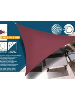 ZAHRADNÍ SLUNEČNÍK TROJÚHELNÍK 3,6X3,6X3,6M BORDÓ