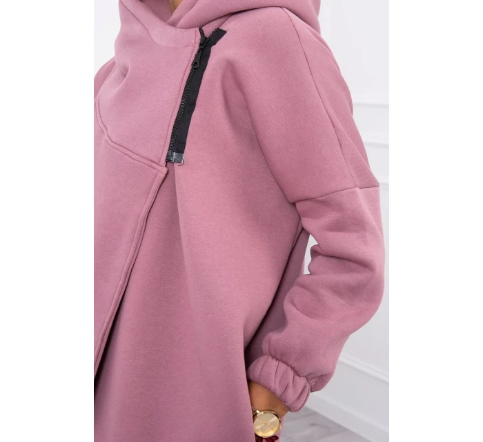 Krátká mikina na zip tmavě růžová