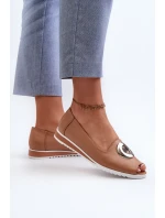 Dámské lodičky s ozdobou z ekokože tmavě béžové Biolita