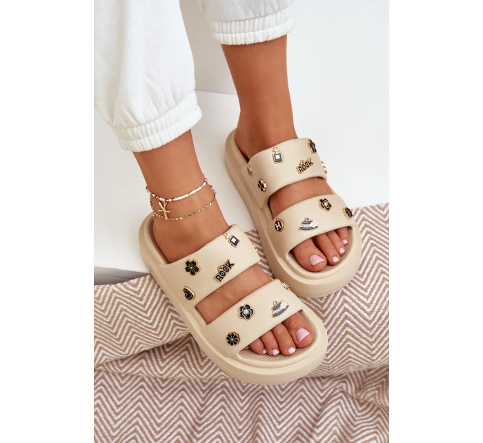 Dámské Pěnové Pantofle S Dekoracemi Béžové Ravanala Dámské Pěnové Pantofle S Dekoracemi Béžové Ravanala