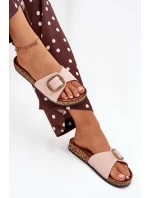 Dámské pantofle s přezkou na korkové platformě růžové Zavira Dámské pantofle s přezkou na korkové platformě růžové Zavira