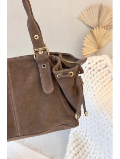 Kožená semišová kabelka tmavě béžová model 21728339 - Boto