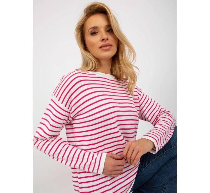 Dámský svetr LC SW 6006 .22 bílé a růžové - FPrice