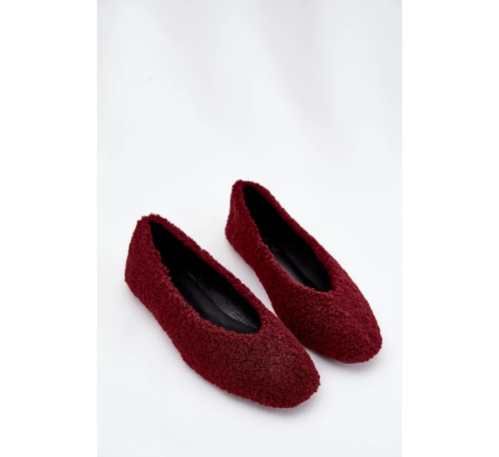Dámské baleríny s kožíškem typu beránek Zimira – bordové