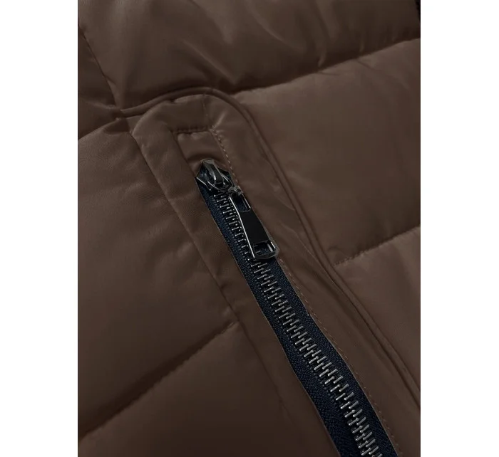 Prošívaná bunda v barvě pro přechodné období s kožešinou u kapuce model 21248223 - S'WEST