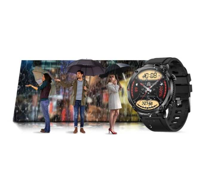 Chytré hodinky Gravity GT21-6 + červený silikonový řemínek