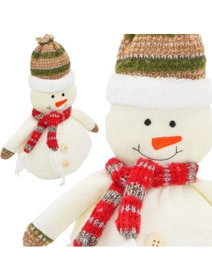 DEKORATIVNÍ SNĚHULÁK 23CM S ČEPICÍ A ŠÁLOU