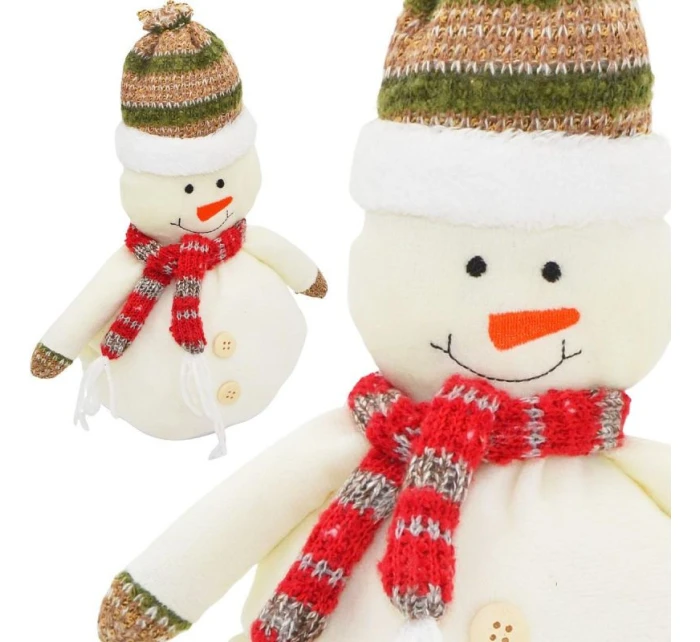 DEKORATIVNÍ SNĚHULÁK 23CM S ČEPICÍ A ŠÁLOU