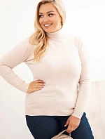 Dámský viskózový svetr Plus Size s klasickým střihem béžový