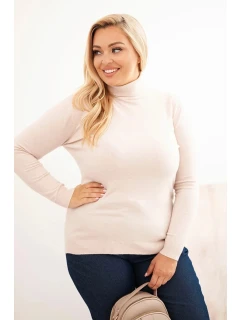Dámský viskózový svetr Plus Size s klasickým střihem béžový