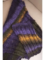 Komin dámský vlněný melírovaný měkký šátek na zimu KN20 fialový