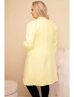 Dámský plášť Plus Size dlouhý s límcem a kapsami žlutý Dámský plášť Plus Size dlouhý s límcem a kapsami žlutý