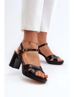 Dámské sandály na podpatku z ekologické kůže černé model 21657968 - EVENTO Dámské sandály na podpatku z ekologické kůže černé model 21657968 - EVENTO