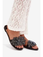 Dámské ploché pantofle s ozdobou černé model 22032091 - Boto