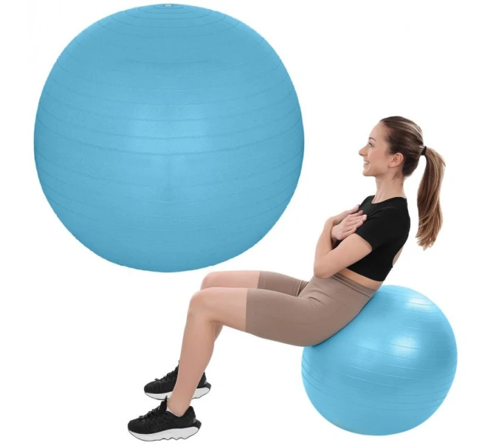 GYMNASTICKÝ MÍČ PRO FITNESS 65CM PROTI PRASKNUTÍ MODRÝ
