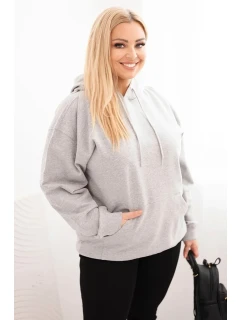 Dámská mikina s kapucí a model 21723107 Plus Size z bavlny šedá - K-Fashion