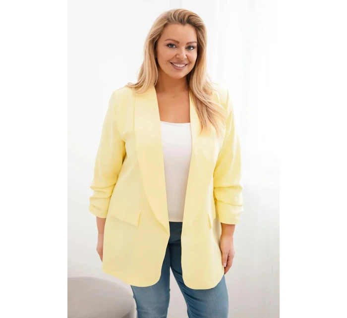 Dámská elegantní velikost Plus Size bunda žlutá